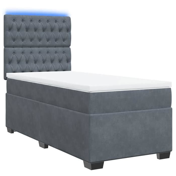 Maison Exclusive - Sommier à lattes de lit et matelas Gris foncé 90x200 cm Velours