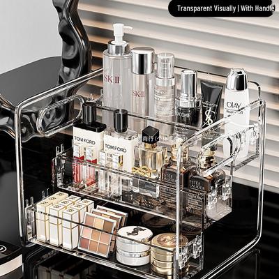 Transparent Acrylic Multi-Layer Cosmetic Organizer for Skincare and Perfume Display