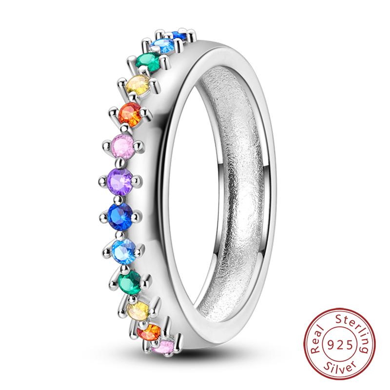 Popular Glow In The Dark Rings For Women 925 Silver Star Moon Sun Rings Sparkling Cubic Zircon Exquisite Jewelry Gifts
