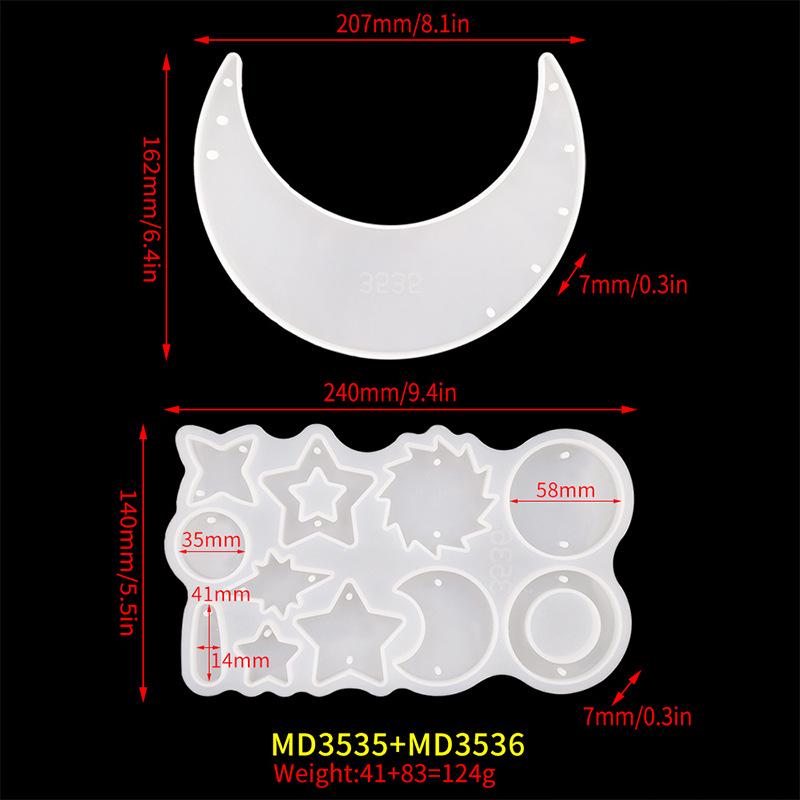 DIY Moon Pendant Wind Chime Silicone Mold Set: Epoxy Resin Ornament for Wall Hanging