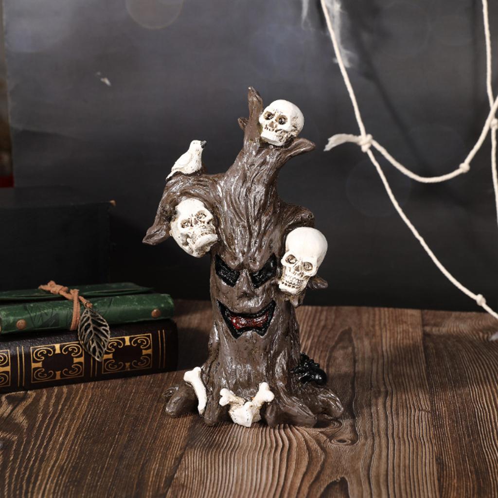 Halloween Tree Statue With Decoration, Tree Skeleton Statue (for Holiday Decoration), Halloween Interior Decoration (for Tabletop Mantel Decoration)