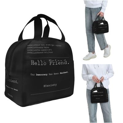 Mr Robot Hello Friend Fsociety Insulated Lunch Bag for Women Kids Leakproof Food Boxes Thermal Lunch Box Tote