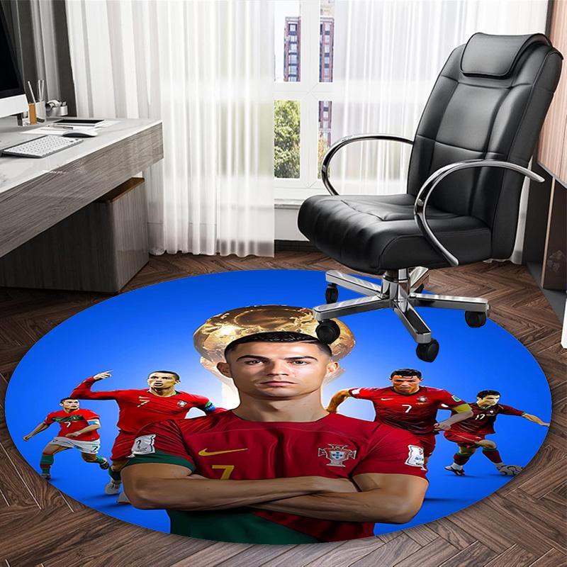 1pc Soccer 7 (4) Print Round Carpet Chair Round Carpet Suitable for Bedroom Living Room Home Decorative Carpet