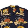 Used Orient Express Tattoo Geisha Silk Open Collar Shirt L