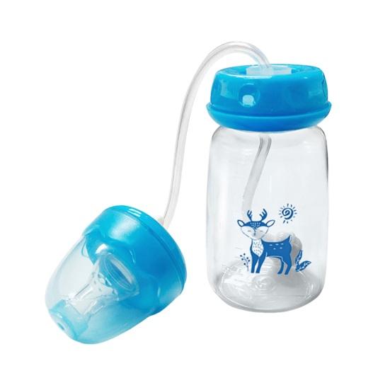 Антиколиковая детская бутылочка с волнистым узором, силиконовая соска, 150 мл, эргономичная, для кормления без рук 150ML синий