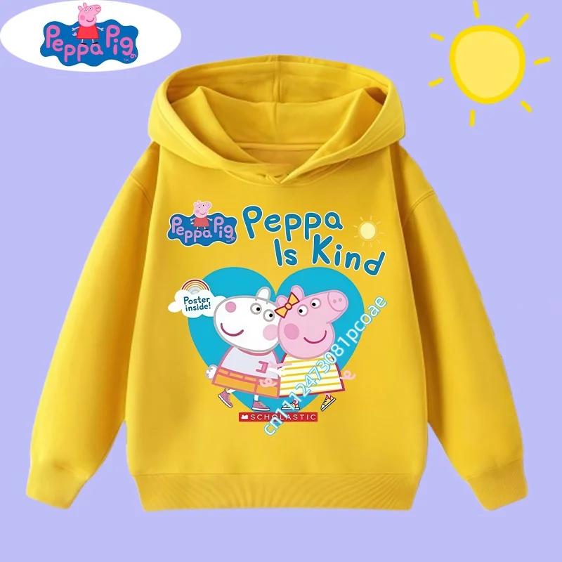 new children's clothing Children's hooded sweatshirt with Peppa Pig cartoon print - Boys' sports shirt for girls, casual top