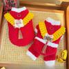 New Year Outfit - Four-legged Winter Clothes for Dogs, Cat Clothes, Thick and Warm Tang Suit with Fringes, Horse Collar for Pets, Pet Clothing