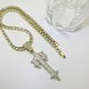 Cross Sword Pendant Full Diamond Cuban Chain Hip Hop Legendary Jewelry High Sense Colorful Row Diamond Necklace Men