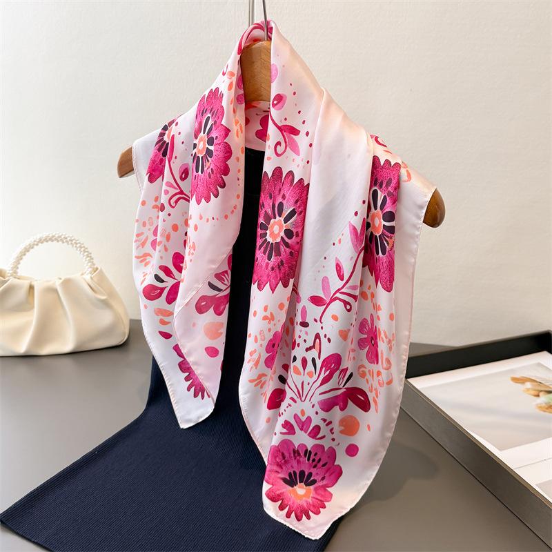 70cm Square Printed Designer Women Scarf Silk Satin Scarves Shawl Headband Hijab Bandana Wrap Bufanda Lady