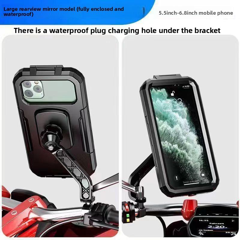 Nuovo porta telefono impermeabile per navigazione su moto elettrica per fattorini, copertura antipioggia completamente chiusa per scooter elettrico con touch screen, set da 2