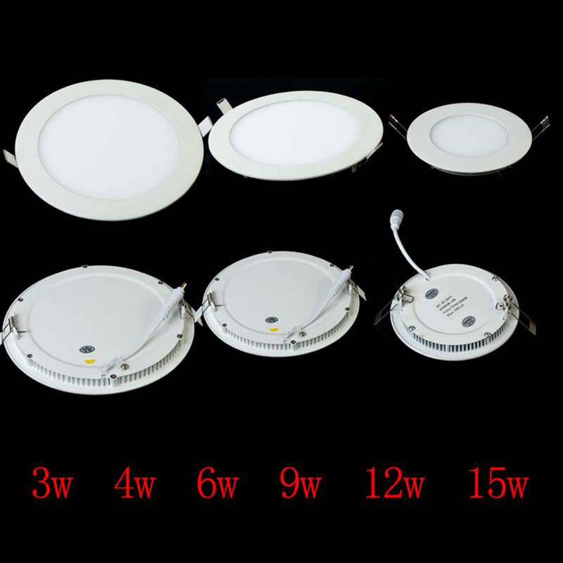 Dimmable LED Downlight 3W 4W 6W 9W 12W 15W 25W Recessed LED Ceiling Panel Light AC85-265V brightness adjustable 1pc free ship