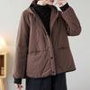 Korean Vintage Winter Coat for Women Hooded Long Sleeves Single Breasted Solid Color Outerwear Casual Johnature