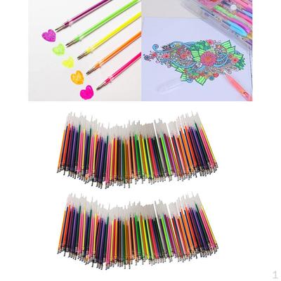 200Pcs Fluorescence Refills Glitter Coloring Drawing Markers Stationery