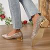 Fashion Sexy  Shiny Sequin Pumps Women New Pointed Toe Low Heels Wedding Party Shoes Woman Slip-on Bling Glitter Bride Shoes