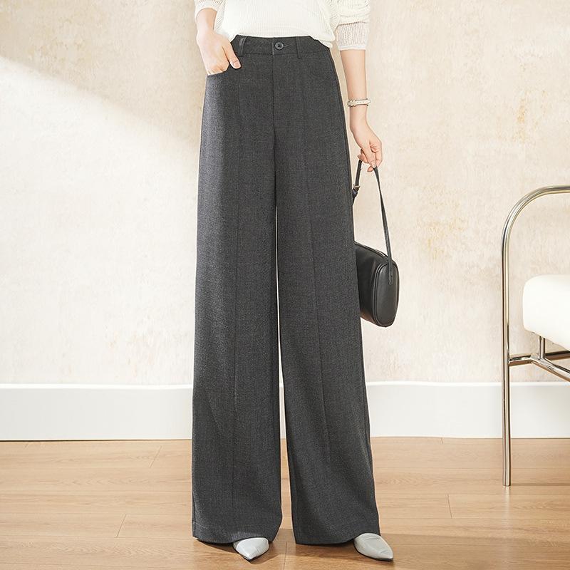

Women s High-Waisted Straight-Leg Suit Pants—Slimming, Loose, Versatile, Wide-Leg for Spring/Autumn 2026 L темно-сірий