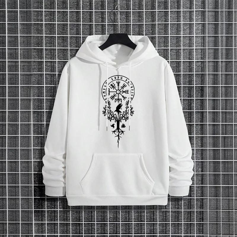 Ancient Raven Rune Pattern Hoodies 2025 Urban Streetwear Fashion Men's Hooded Sweatshirt Male Trendy Casual Autumn Winter Hoody
