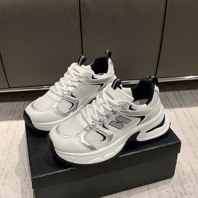 Blue heightening dad shoes women 2025 spring retro fried street thick-soled light and breathable casual sports shoes tide