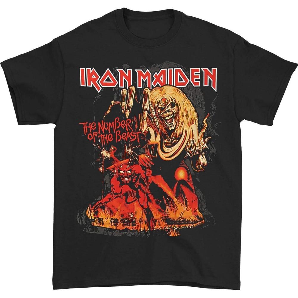 IRON MAIDEN cd обложка NUMBER OF THE BEAST Официальная РУБАШКА XL Новые убийцы-солдаты Унисекс Футболка XXXXL