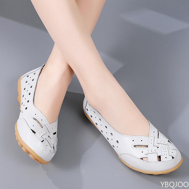 

Модная летняя повседневная полая дышащая женская обувь 2025 новый стиль женская модная мягкая подошва универсальная удобная обувь на плоской подошве 46 белый
