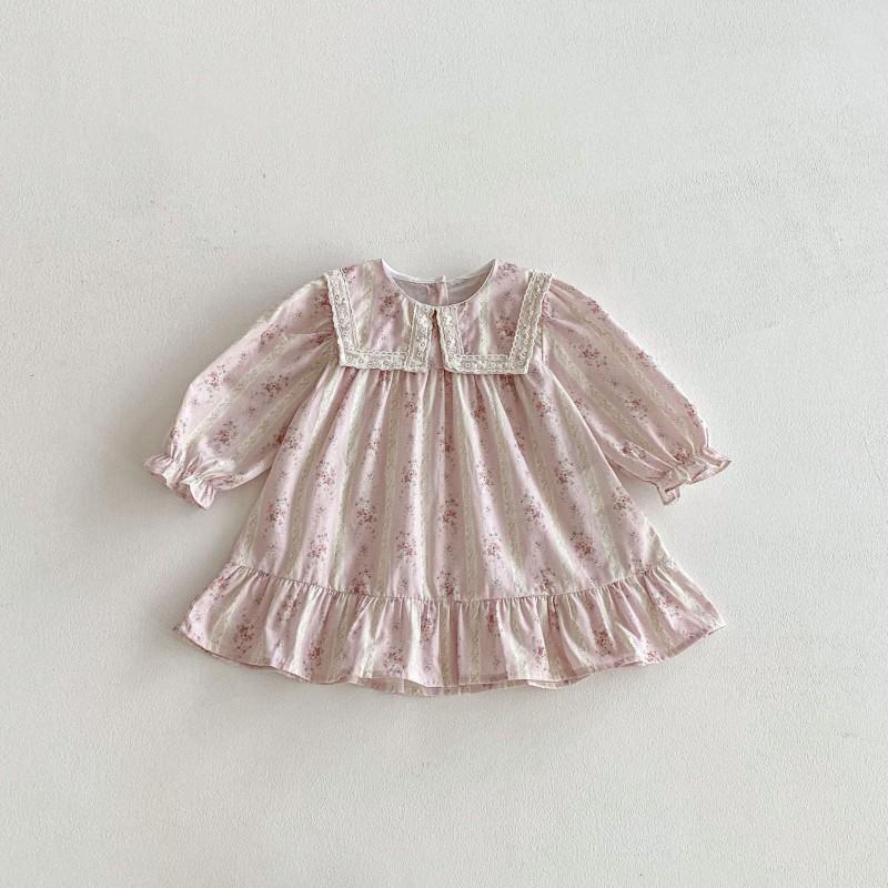 Girls Floral Dress Kids Cotton Blend Princess Fall Casual Wear