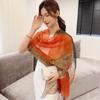 Print Silk Scarf Hijab Women Spring Deisgn Soft Beach Stoles Elegant Head Scarves Echarpe Shawl Satin Large Wrap Echarpe Bandana