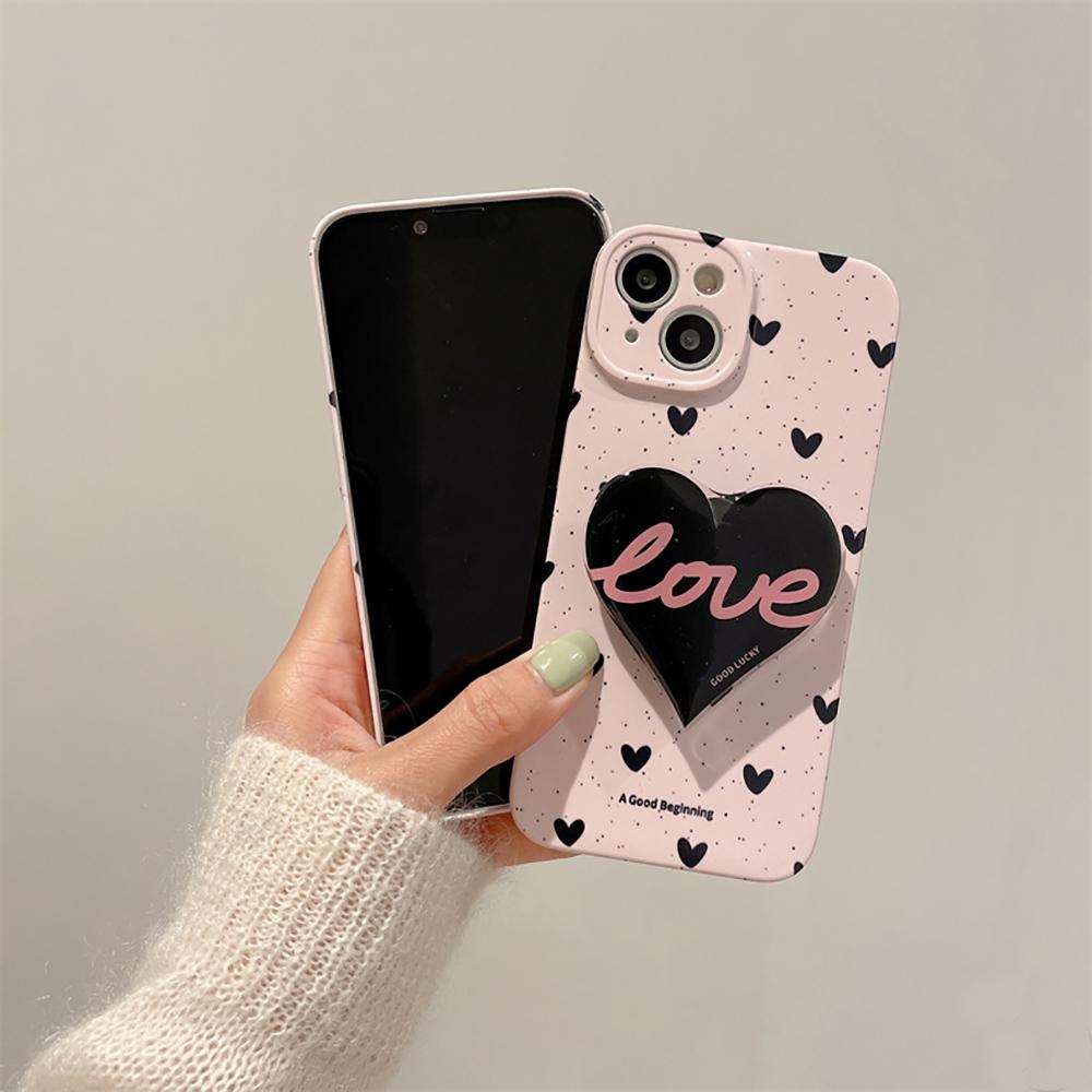 3d różowe serce z motywem miłosnym stojak miękki śliczny futerał na telefon dla Iphone 14 13 12 11 Pro Max list tylna pokrywa dla Iphone 13 modne etui