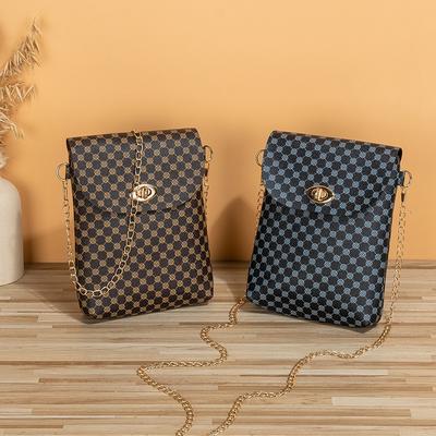 Women's Bag New Printed Shoulder Bag Crossbody Bag Mobile Phone Change Bag Lock Plaid Bag One Piece