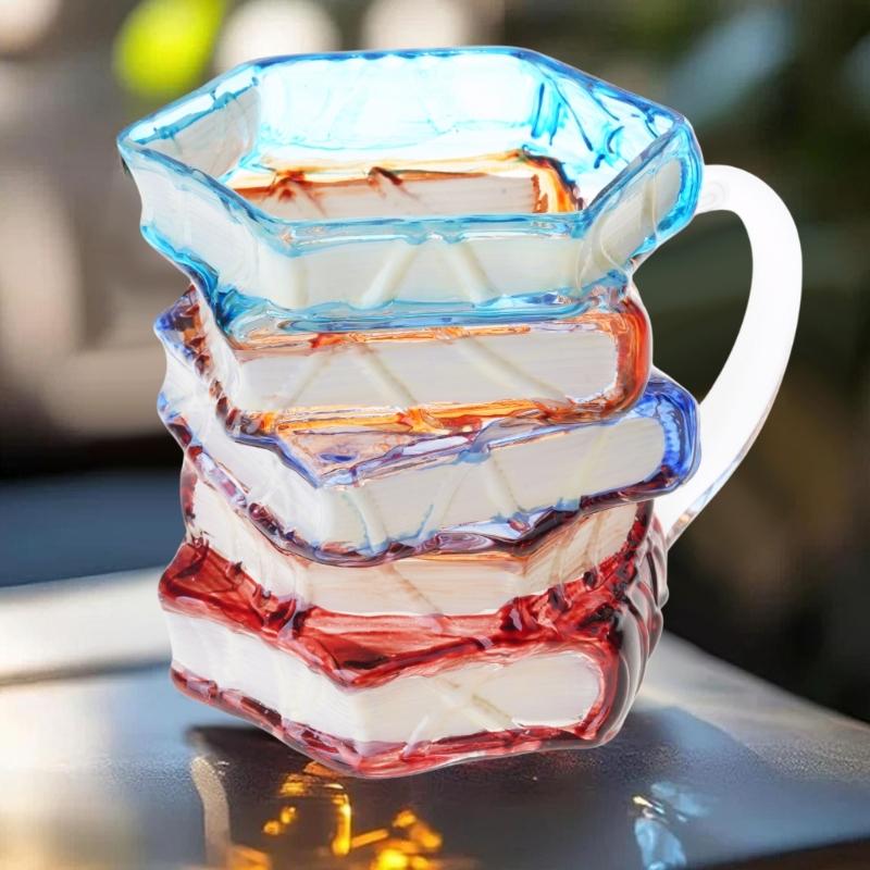 Innovative Printed Book Coffee Cup with Handle Funny Drinkware for Adults Suitable for Coffee Teas Milk Beverages