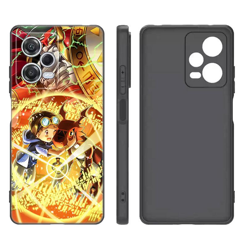 Digital Monster Digimon Black Silicone Phone Case For Xiaomi Redmi Note 9 10 11 11S 11T 12 13 Pro 5G Plus 9S 10S 12S