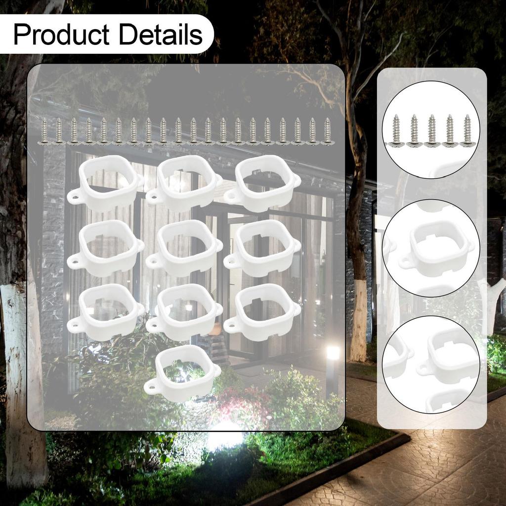 10 Pieces Light Clips for Outdoor Lights H706 White with 20 Screws Multipurpose Extension Easy To