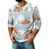 Men's Casual Shirt with Raglan Three-Quarter Sleeves, Christmas Print