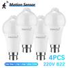 4PCS Led Bulb Radar Motion Sensor B22 220V 20W 18W 15W 12W 9W 6W Light Bulb Auto On Off Sensor Infrared Motion Detect Night Lamp