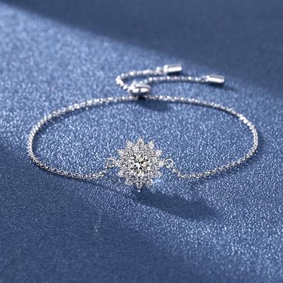 Mosang Diamant Reines Silber S925 Sonnenblumen Armband Amerikanischen D Farbe 50 Cent Mosang Stein Armband frauen Elektrische Dicke Gold Schicht