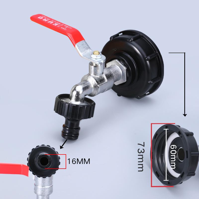 IBC Ton Barrel Brass Accessories: 1/2" Nipple, 3/4" Alloy Faucet Connector