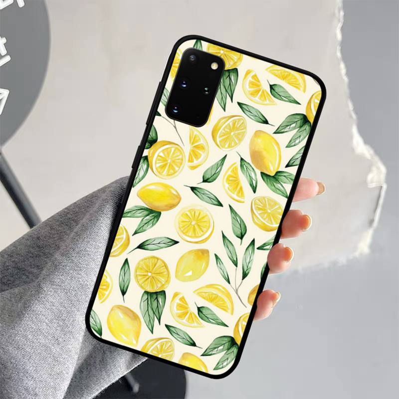 Sommer grüne Blätter Obst Zitrone Pfirsich Granatapfel Trauben Handyhülle für Samsung S21 S10 Lite S20 Ultra S9 S8 Plus S7 S6 Edge S5