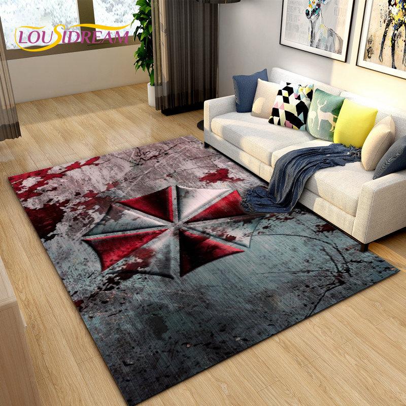 Resident Evil Game Gamer Area Rug Large,Carpet Rug for Living Room Bedroom Sofa Doormat Decoration,Kitchen Non-slip Floor Mat 3D