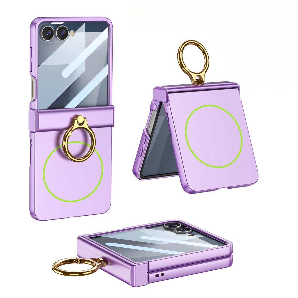 Wbudowany Cienki Ochronny Ekran Pokrowiec na Telefon dla Samsung Galaxy Z Flip 7 ZFlip7 Flip7 Uchwyt Pierścieniowy Magsafe Pokrowiec Ochronny na Zawias