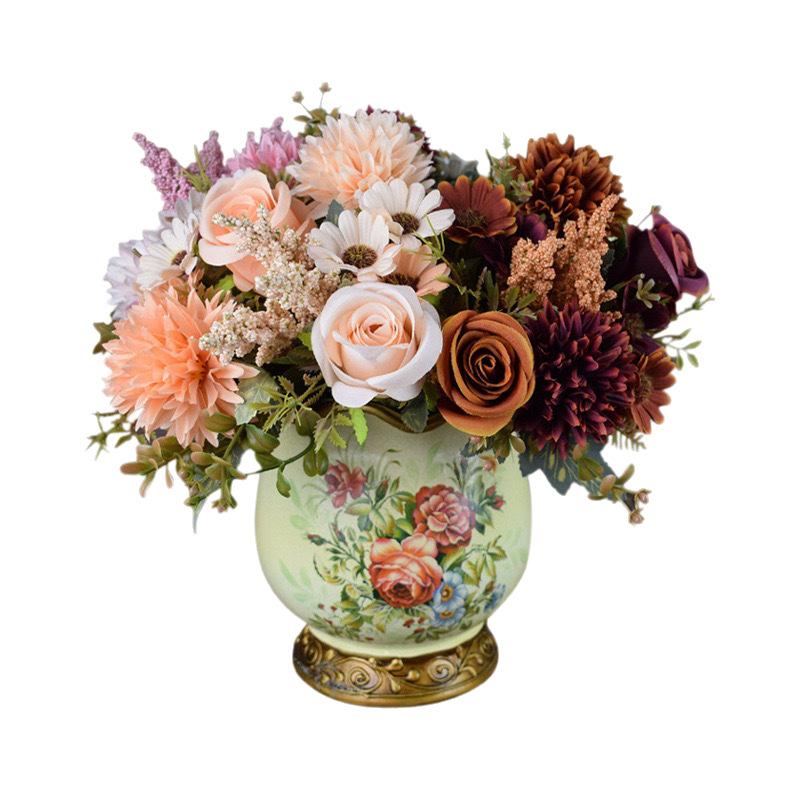 1 Peça Rosas Artificiais Flores Casamento Buquê de Noiva Jardim Peônias de Seda Falsas Hortênsias Vaso Decoração de Casa Adereços de Fotografia