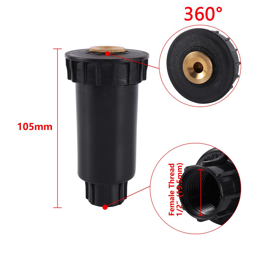 90-360 Degree Pop-Up Buried Sprinkler 1/2" Female Thread Lawn Irrigation Sprinkler Automatic Telescopic Lawn Irrigation Sprinkle