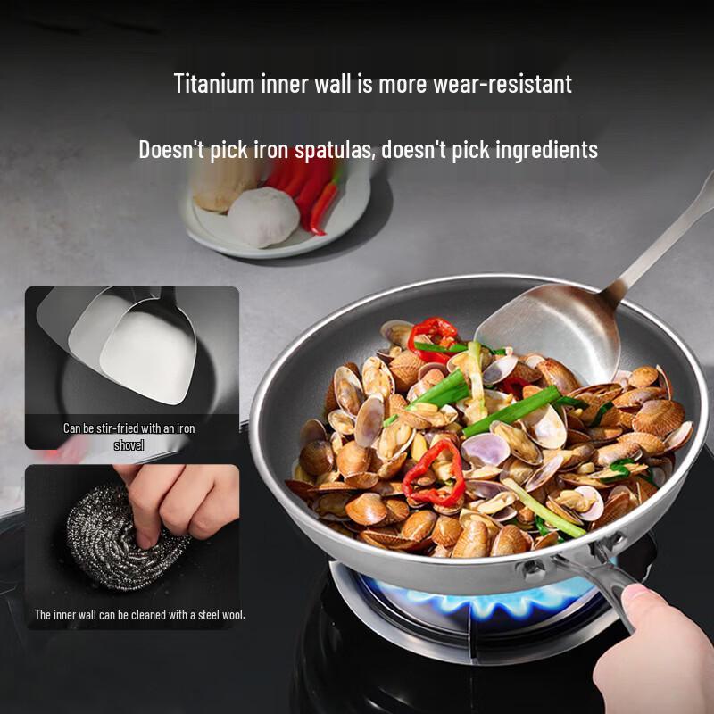 Wutuo 24cm Stainless Steel Titanium Non-stick Frying Pan