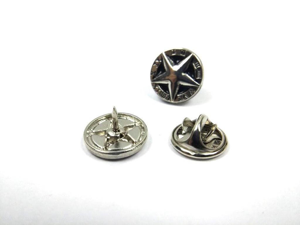 [F NODE] Silver Star-Shaped Pin Badge with Roman Numerals, Set of 2, 1.2cm, Alloy