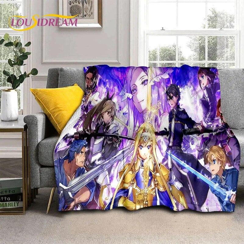 SAO Novel Cartoon Sword Art Online Decke, weiche Überwurfdecke für Zuhause, Schlafzimmer, Bett, Sofa, Picknick, Reisen, Büro, Decke für Kinder