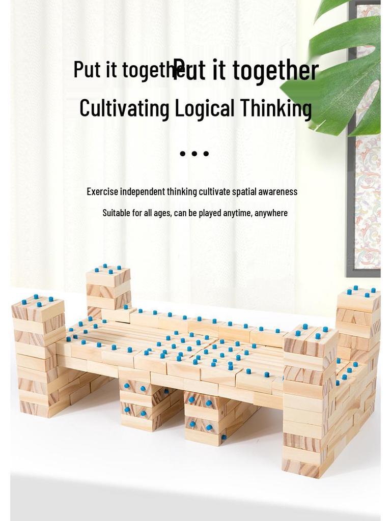 Educational Wooden Building Blocks for Kids – Creative Construction and Brain-Teasing Table Game