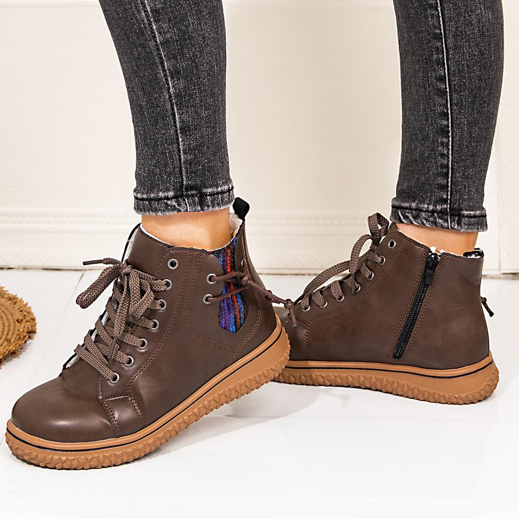 Snow Boots Women's 2025 New Flat Heel Martin Boots Winter High-top Single Shoes Women's Cotton Shoes Plus Size