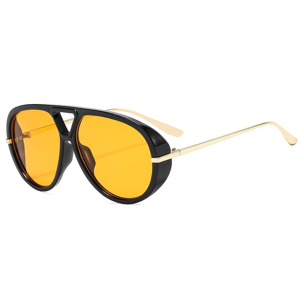 Retro Oversized Oval Leopard Gradient Women Sunglasses Double Beam Punk Style Fashion Luxury Large Frame Men Sun Glasses UV400