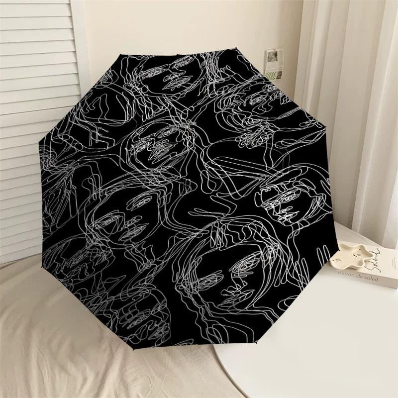 

1PC faces art Umbrella-9-Rib Reinforced, Automatic Open, Lightweight & Durable, Cute Fashion Accessory for Outdoor-P0713