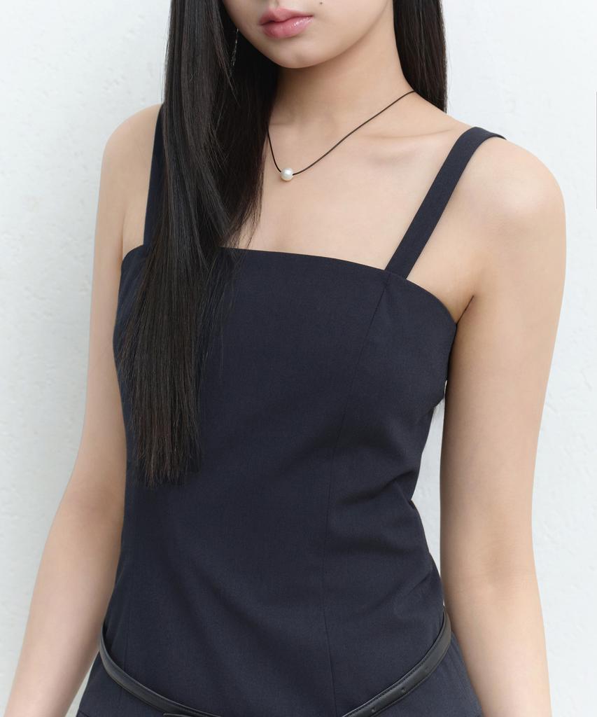 Musinsa Standard Woman Women'S Slim Pleated Mini Dress [Navy]