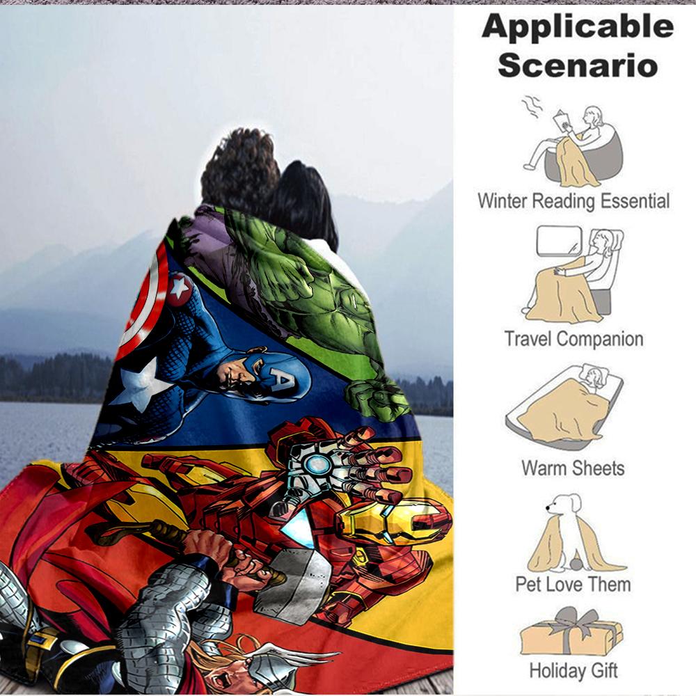 1Pc Avengers Assemble Heroic Teamup Blanket Soft And Comfortable Casual Warm Camping Travel Christmas Halloween Xmas Gift M928664