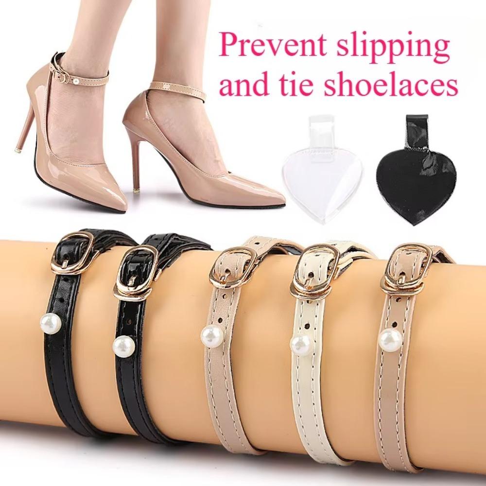 1 par justerbara skosnören för kvinnor, anti-loss, anti-fall, hälremmar, bälte, högklackade skor, band