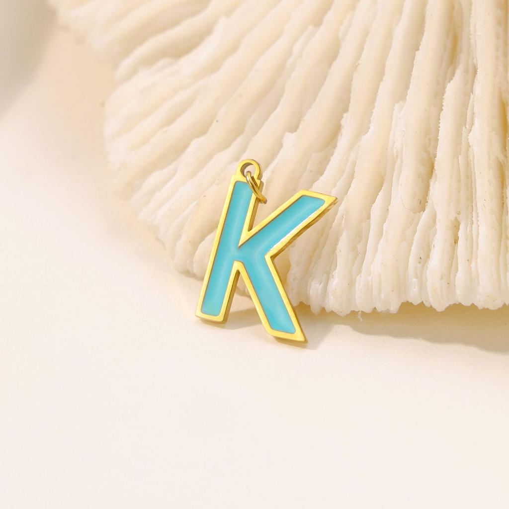 CARLIDANA Hot Sale New Style Hot Sale DIY Accessories Oil Drop Colorful Initial A -Z Letter Brand Stainless Steel Pendant Charms